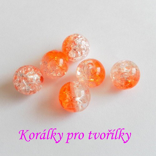 Práskané korálky čirooranžové 6ks/8,- Kč