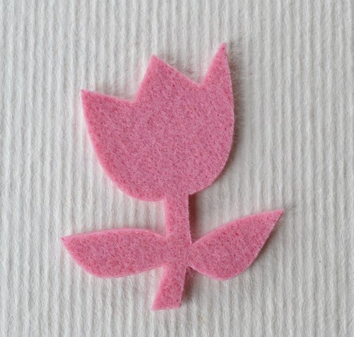 Výsek z plsti - tulipán sv.růžový