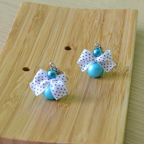Náušnice Retro Dots - modré — foto 1