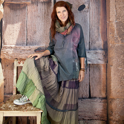 Dlouhá sukně patchwork - vel.L/XL — foto 1