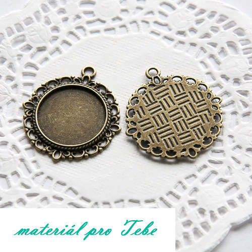 1 ks ozdobné lůžko - starobronz - 32mm