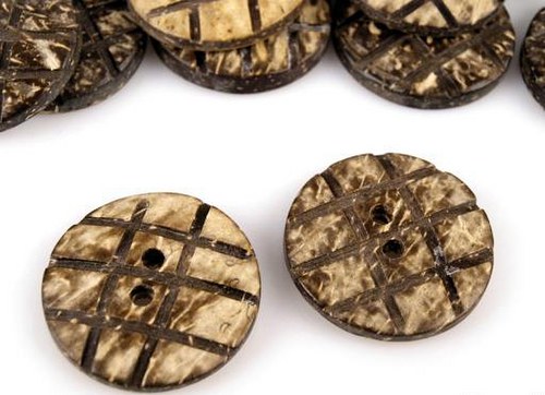 Kokosový knoflík s mřížkou 25,5 mm (2 ks)