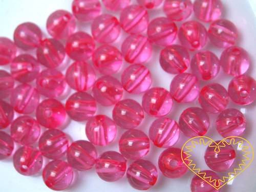 Růžové průhledné korálky 8 mm - balení 50 g
