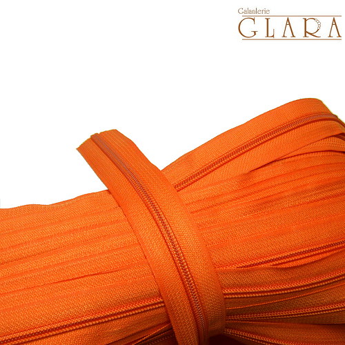 Zip v metráži / 5 mm / oranžový č. 158 / 4 m