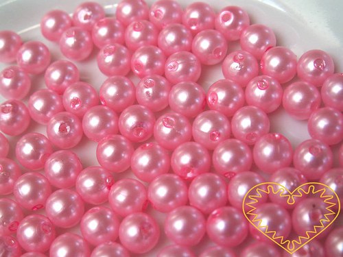 Růžové plastové korálky 8 mm - balení 50 g