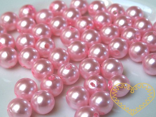 Růžové plastové korálky 10 mm - balení 50 g