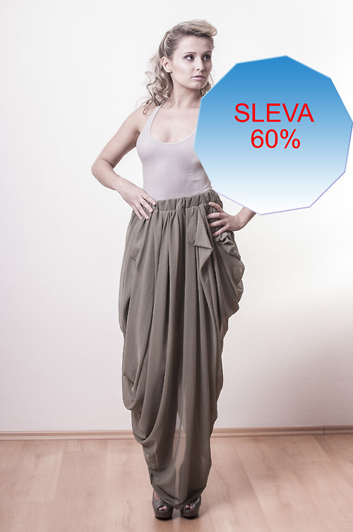 - SLEVA-/ 60% Spring 2013/ Khaki dlouhá sukně — foto 1