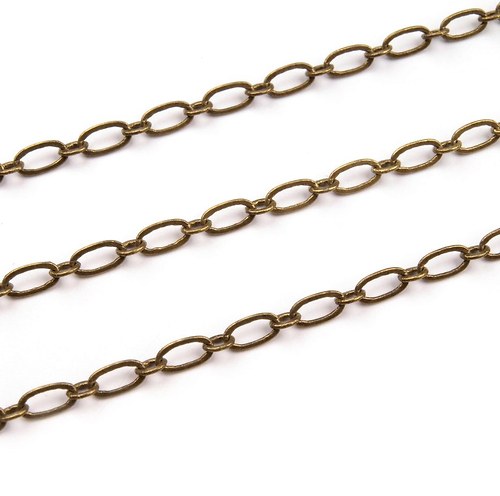 Řetízek 3x6mm a 2x3mm - staromosazný - 1m