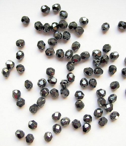 Broušené ohňovky 5 mm - "hematitové" - 40 ks — foto 1