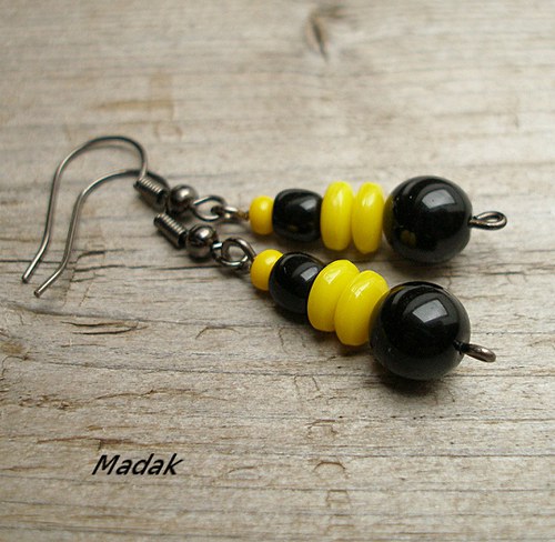 Gold and Black ... náušnice, VÝPRODEJ z 45,-