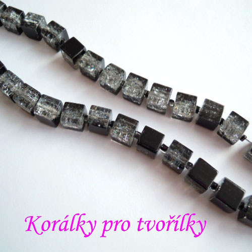 Práskané skleněné kostičky 8mm 10 + 10 ks — foto 1