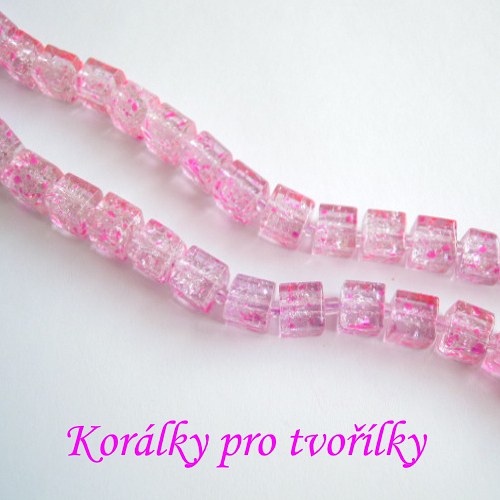 Práskané skleněné kostičky 8mm 10+10 ks — foto 1
