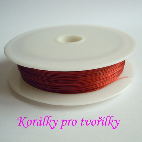 Červené nylonové lanko průměr 0,38 mm - 1m