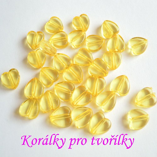 Akrylová srdíčka žlutá 10ks