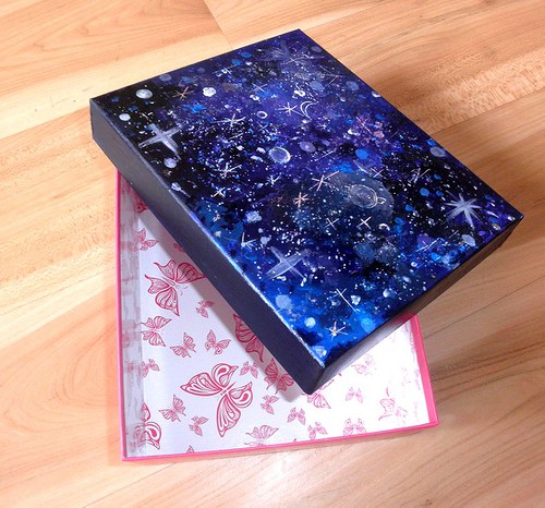 Malovaná velká krabička - galaxy — foto 1