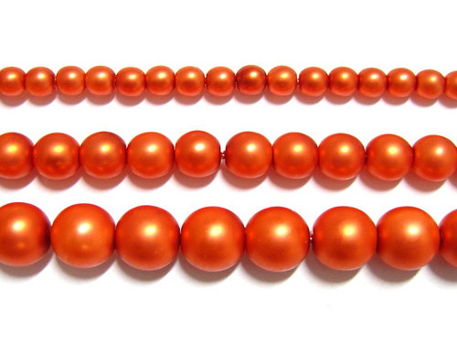 1400712/Oranžové voskové perle mat, 6 mm, 15 ks