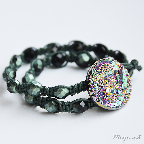 Černozelený náramek "MACRAME BRACELET" — foto 1