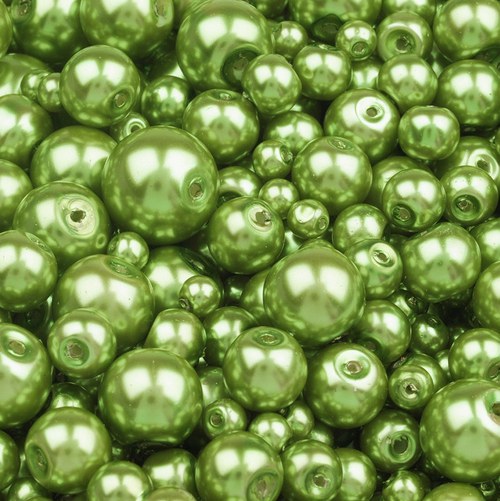 Voskované perly mix - zelené, 50g - 38,- Kč — foto 1