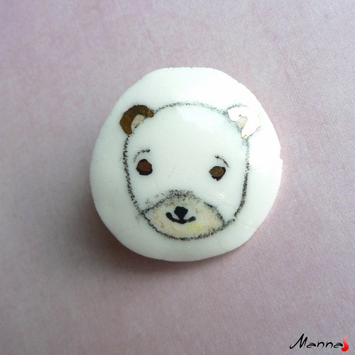 Buttonková brož porcelánová " medvídek " — foto 1