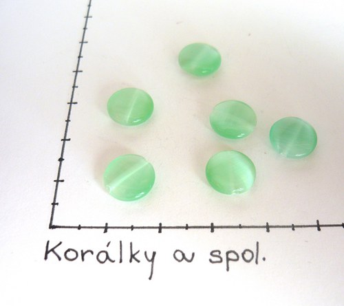 Kočičí oči světle zelené ,6ks — foto 1
