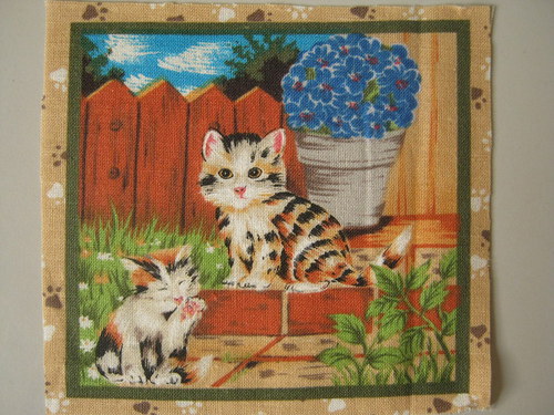 Koťatka II - panel látky 9 x 9 cm — foto 1