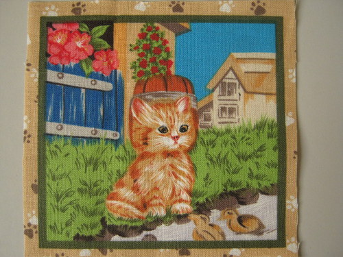 Koťatka III - panel látky 9 x 9 cm — foto 1
