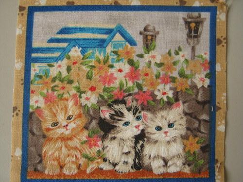 Koťatka V - panel látky 9 x 9 cm — foto 1