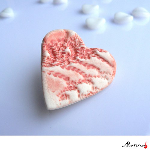 Porcelánová brož " lososové srdce" — foto 1