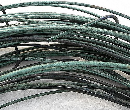 Měděný drát přírodní patina 1metr síla 3,55mm