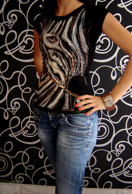 Rucne malovane tricko-zebra — foto 1