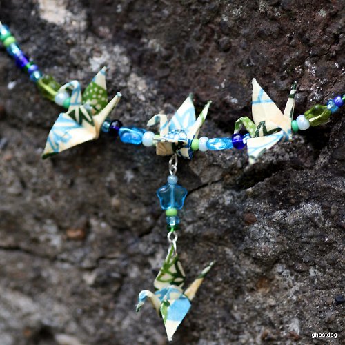 Modrozelená jeřábí sada z kolekce Origami — foto 1
