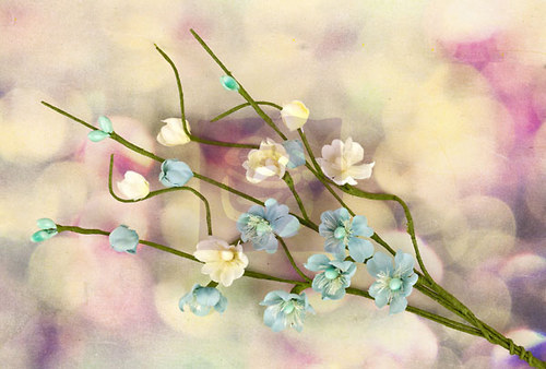 Kytičky Hello Pastel Solid Flower Vine - Turquoise