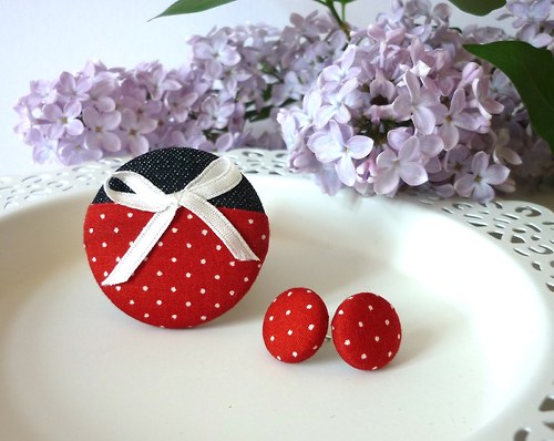 Bonbónky - buttonkové náušnice+brož VIII — foto 1