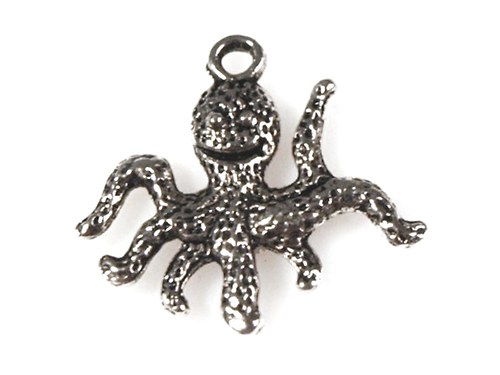 Přívěsek chobotnice platina, 16x20 mm, 3 ks