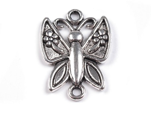 Rozdělovník motýl platinový, 17x23 mm, 2 ks
