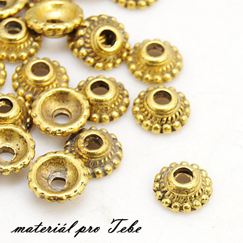 20 ks zlatých kaplíků - orient - 7 mm