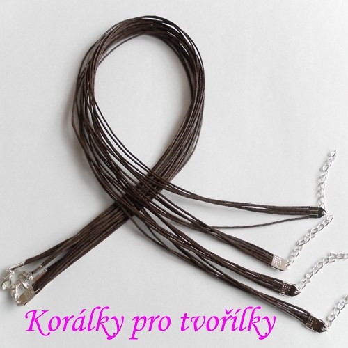 Voskované šňůrky 5 provázků hnědá