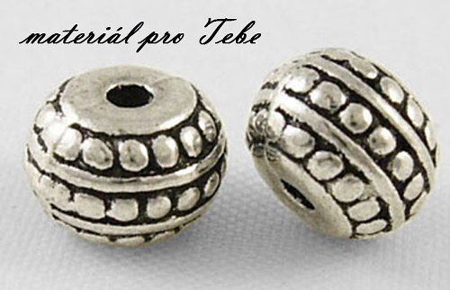 Stříbrné korálky tibetského typu - 7mm - 50 ks