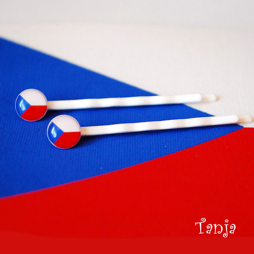 Česká vlajka - bílé sponky — foto 1