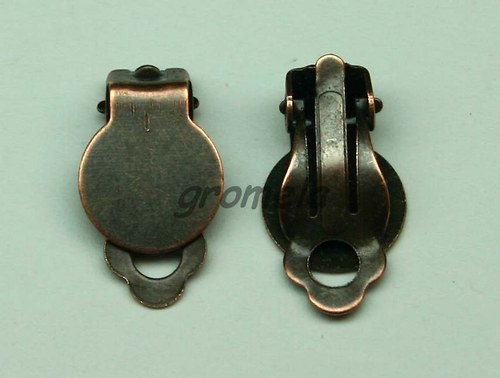 Náušnicové klipsy 10x15 mm s lůžkem staroměděné