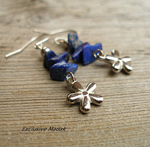 Flower Lapis .... náušničky + nerez háčky