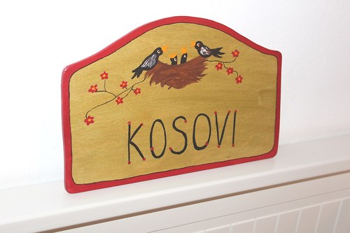 Dřevěná cedulka na dveře KOSOVI