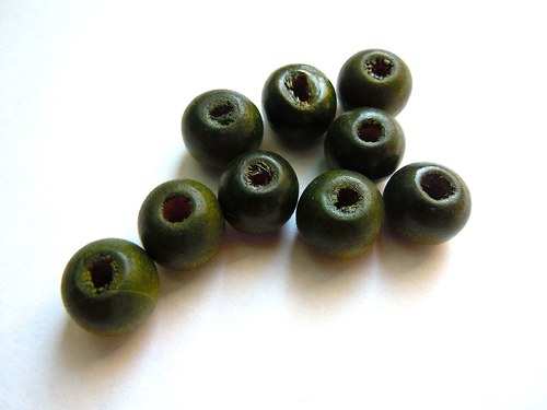 Tmavě zelené korálky 10mm — foto 1