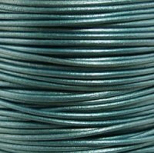 Indická kulatá kůže metalická modrozelená 1,5 mm