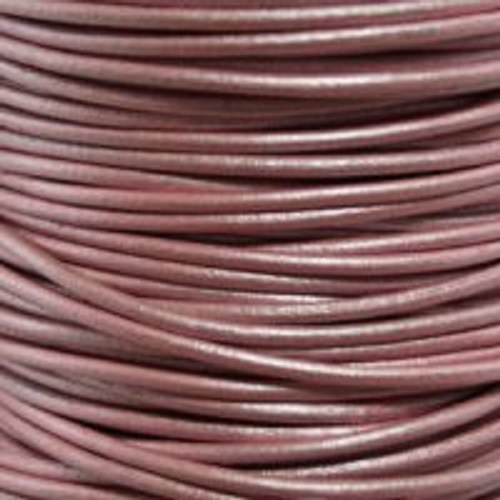 Indická kulatá kůže metalická růžová 1,5 mm
