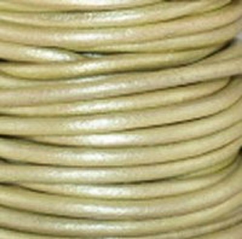 Indická kulatá kůže metalická světle žlutá 1 mm