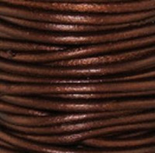 Indická kulatá kůže metalická čokoládová 1 mm