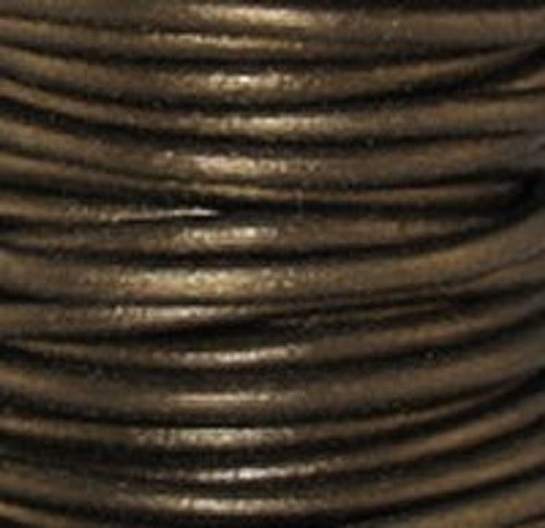 Indická kulatá kůže metalická olivová 1 mm
