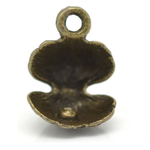 VÝPRODEJ - Mušle 14x11 mm (2 ks) - staromosaz