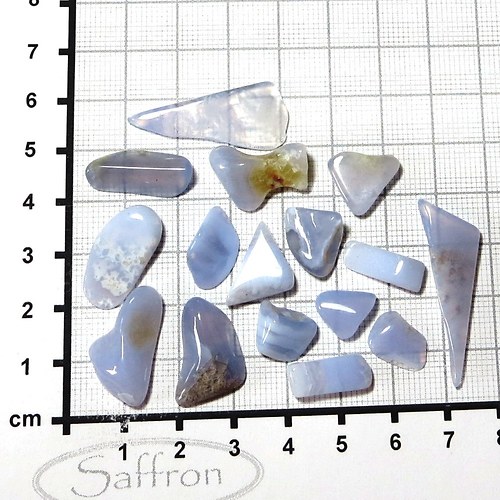 Modrý chalcedon - tromlovan placáčky set č.7 — foto 1